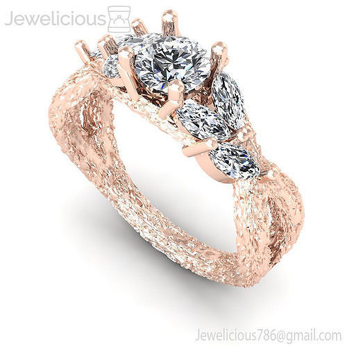 Jewelicious-2210-Ring rose gold engagement ring with diamonds and leaves