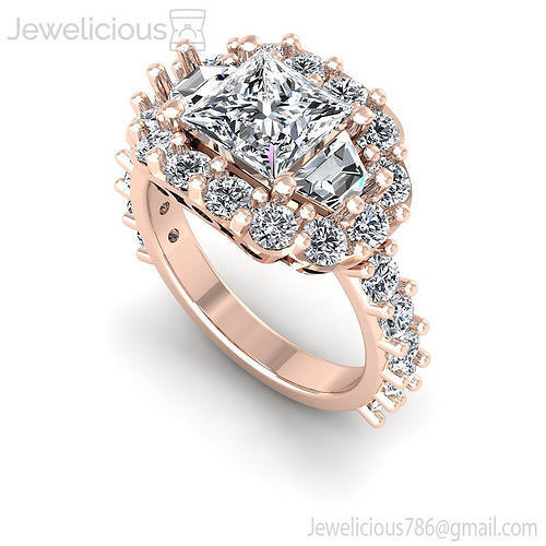 Jewelicious-2203-Ring rose gold engagement ring with princess cut diamonds