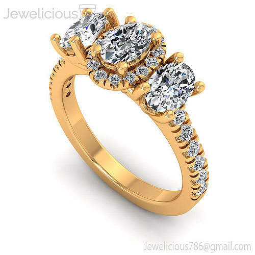 Jewelicious-2194-Ring three stone engagement ring in rose gold