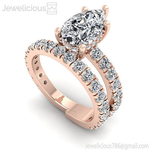 Jewelicious-2192-Ring pear shaped diamond engagement ring set in rose gold