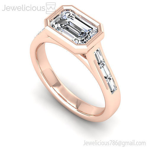 Jewelicious-2186-Ring emerald cut engagement ring in rose gold