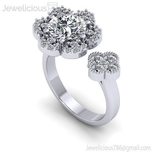 Jewelicious-2162-Ring engagement ring with two diamonds in center
