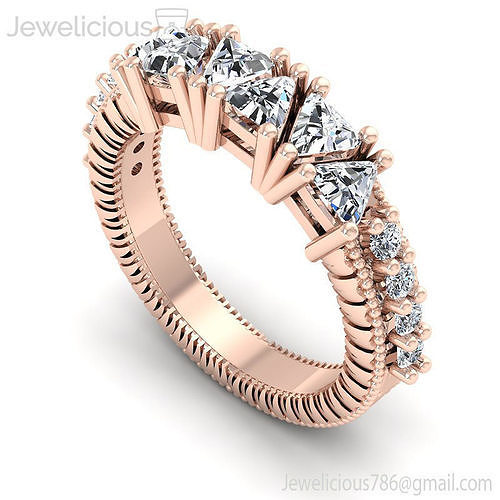 Jewelicious-2159-Ring rose gold diamond ring with three stones