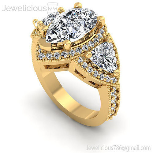 Jewelicious-2154-Ring pear shaped diamond engagement ring in rose gold