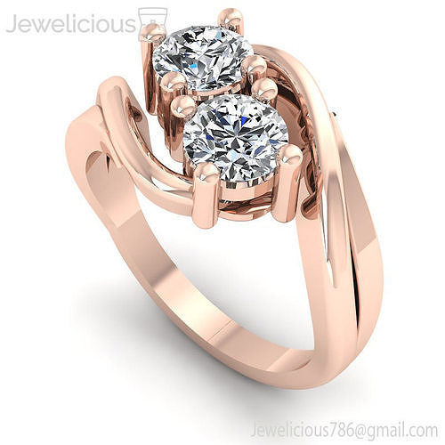 Jewelicious-2153-Ring two stone engagement ring in rose gold