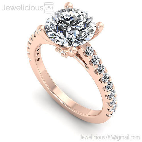 Jewelicious-2143-Ring round diamond engagement ring in rose gold