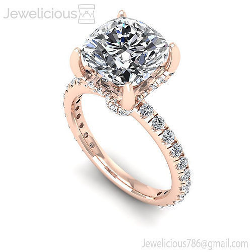 Jewelicious-2135-Ring cushion cut diamond engagement ring in rose gold