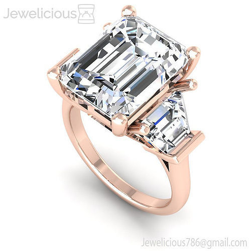 Jewelicious-2123-Ring emerald cut diamond ring in rose gold