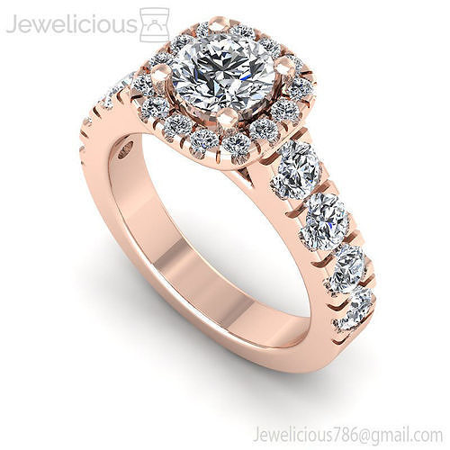 Jewelicious-2115-Ring halo diamond engagement ring in rose gold