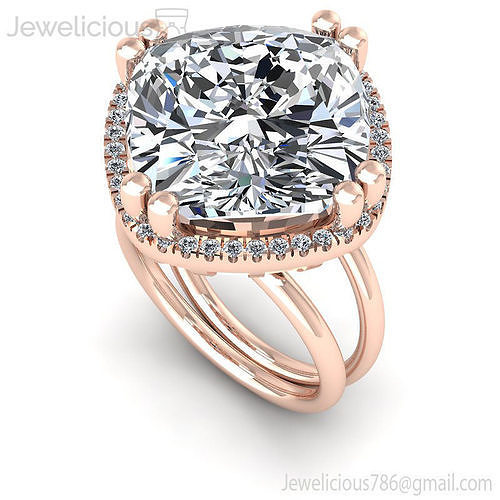 Jewelicious-2106-Ring cushion cut diamond halo engagement ring in rose gold