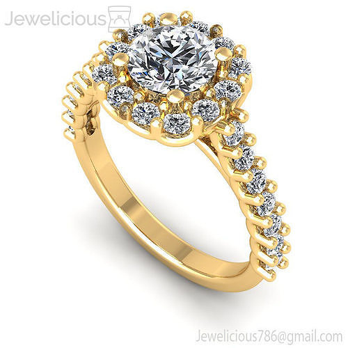 Jewelicious-2100-Ring gold diamond halo engagement ring