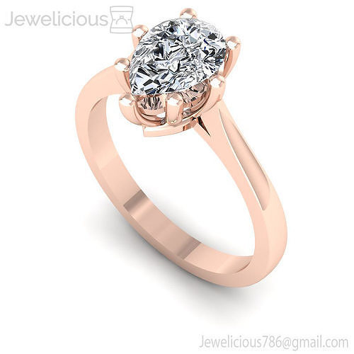 Jewelicious-2091-Ring rose gold engagement ring with pear shaped diamond