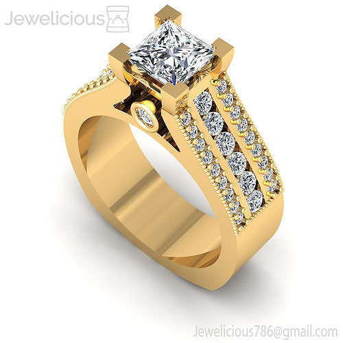 Jewelicious-2082-Ring rose gold engagement ring with princess cut diamonds