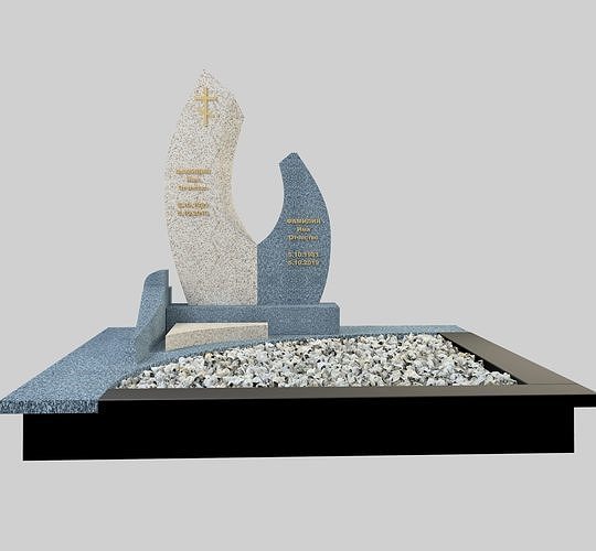 Headstone memorial with stones and gravel Free 3D model
