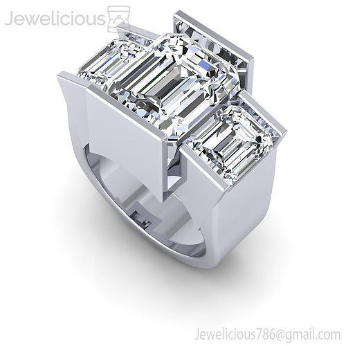 Jewelicious-2076-Ring emerald cut three stone ring in rose gold