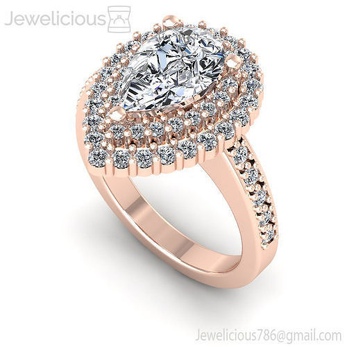 Jewelicious-2075-Ring pear cut diamond halo engagement ring in rose gold