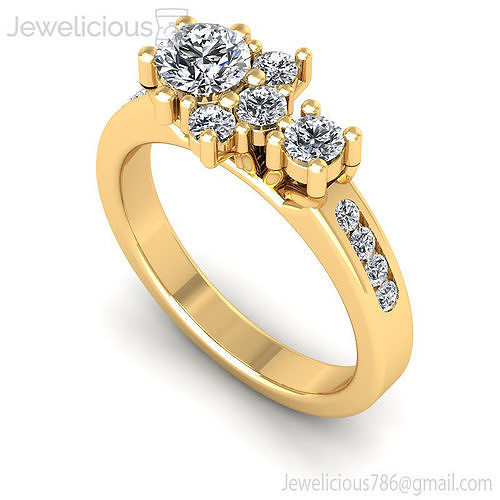 Jewelicious-2062-Ring gold diamond engagement ring with three stones