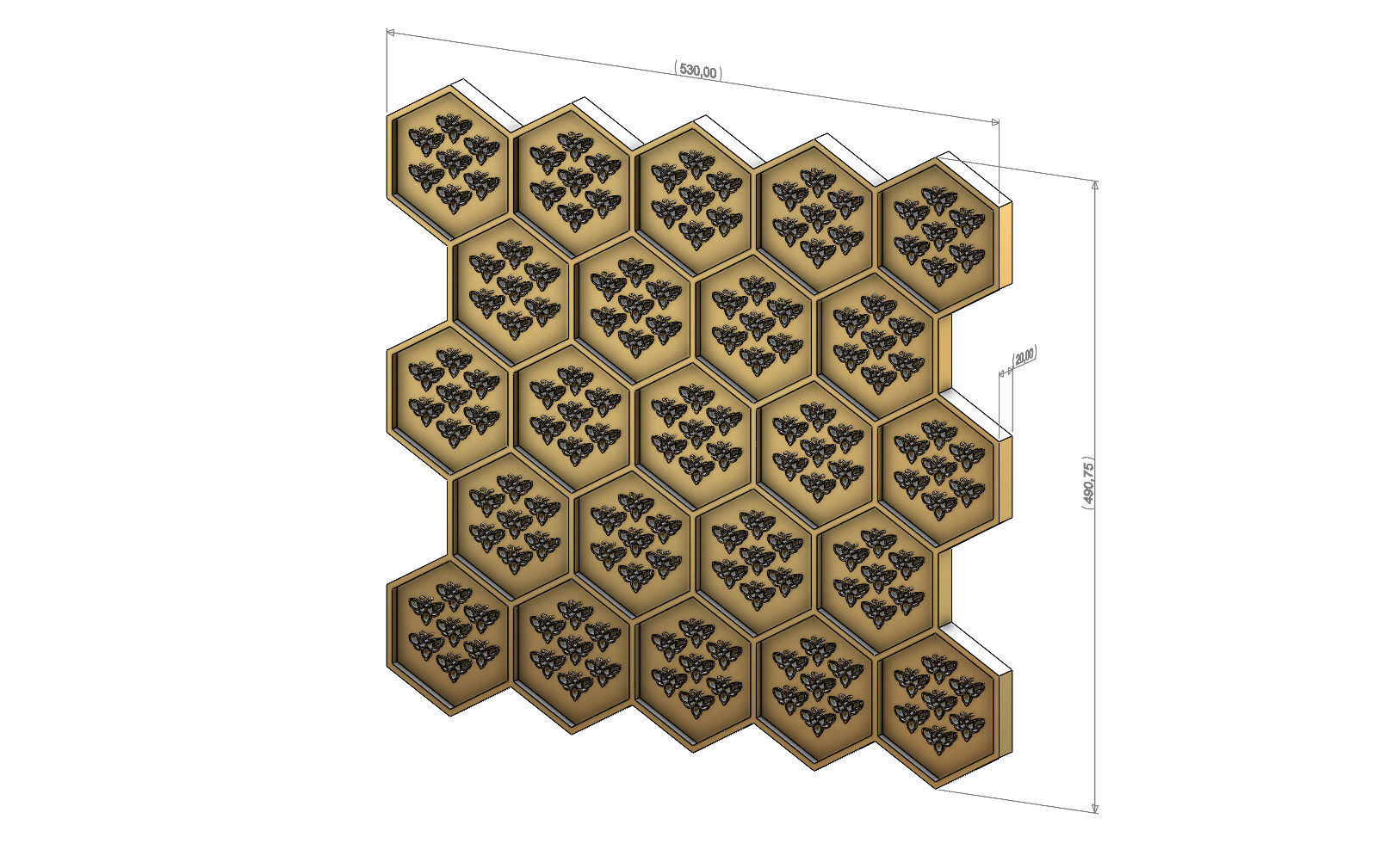 Beehive panel for 3dprinting and cnc  3D print model_5