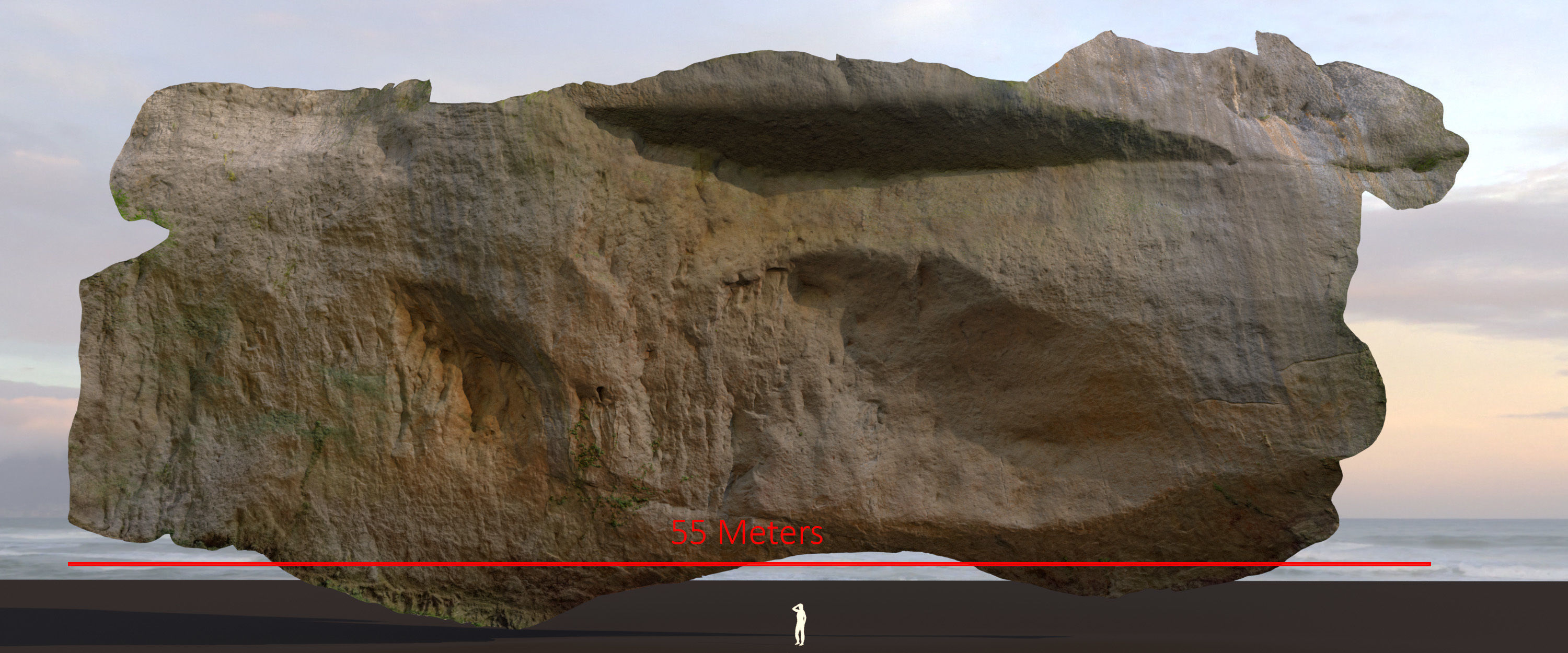 Big Cliff - 55 m - limestone 3D Low-poly 3D model_2