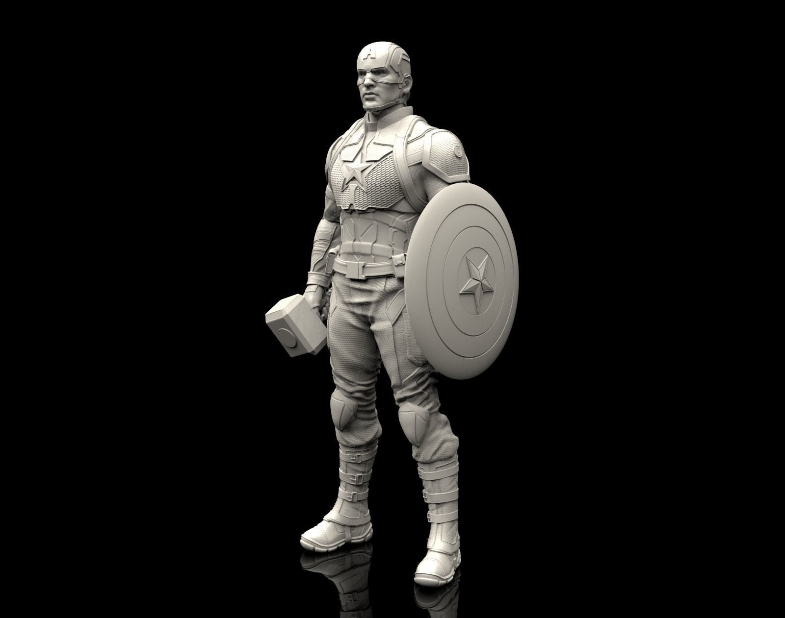 Captain America Statue 3D Print Ready 3D print model_12