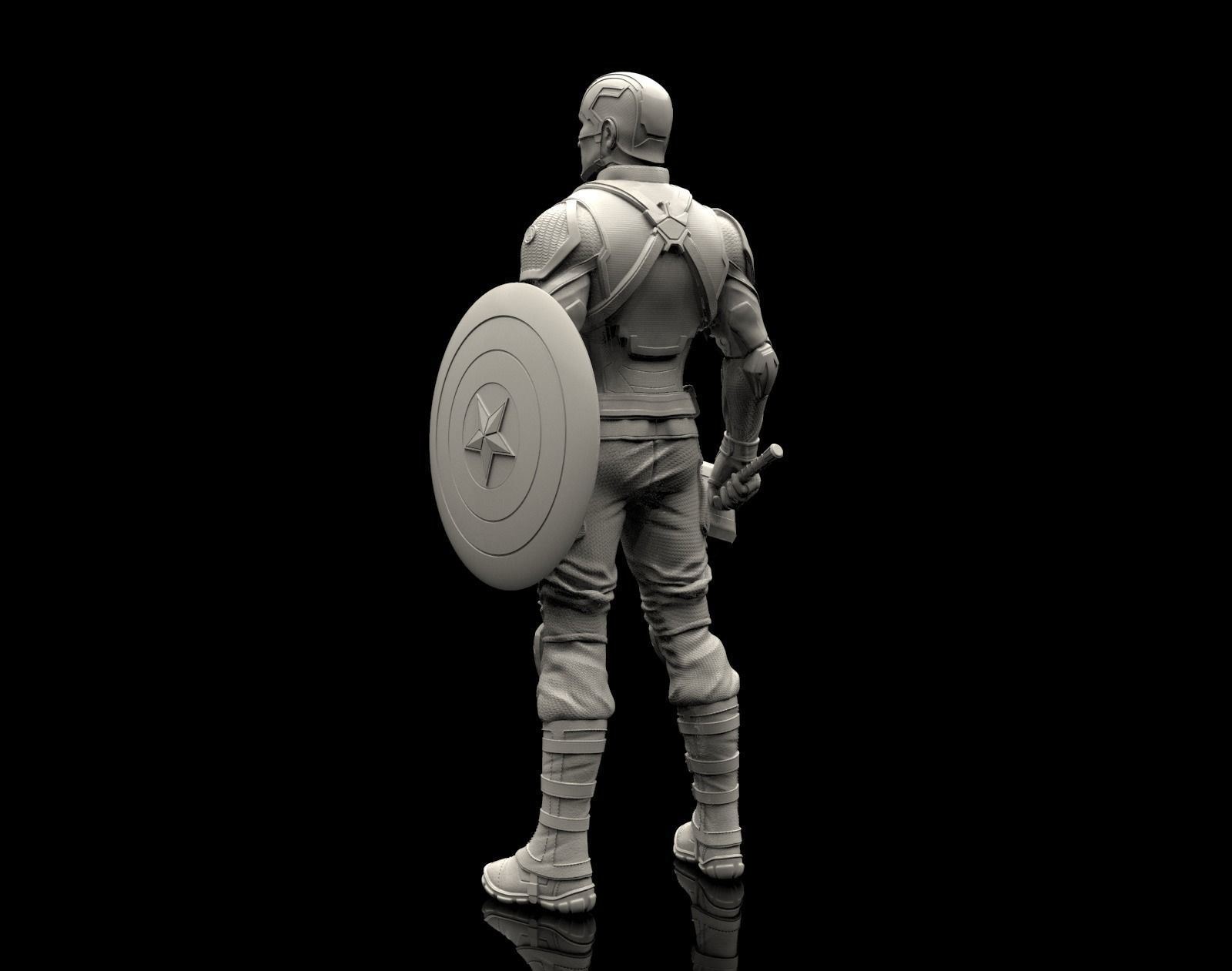 Captain America Statue 3D Print Ready 3D print model_13