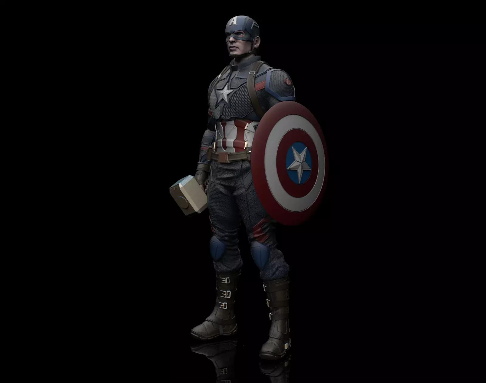 Captain America Statue 3D Print Ready 3D print model_0