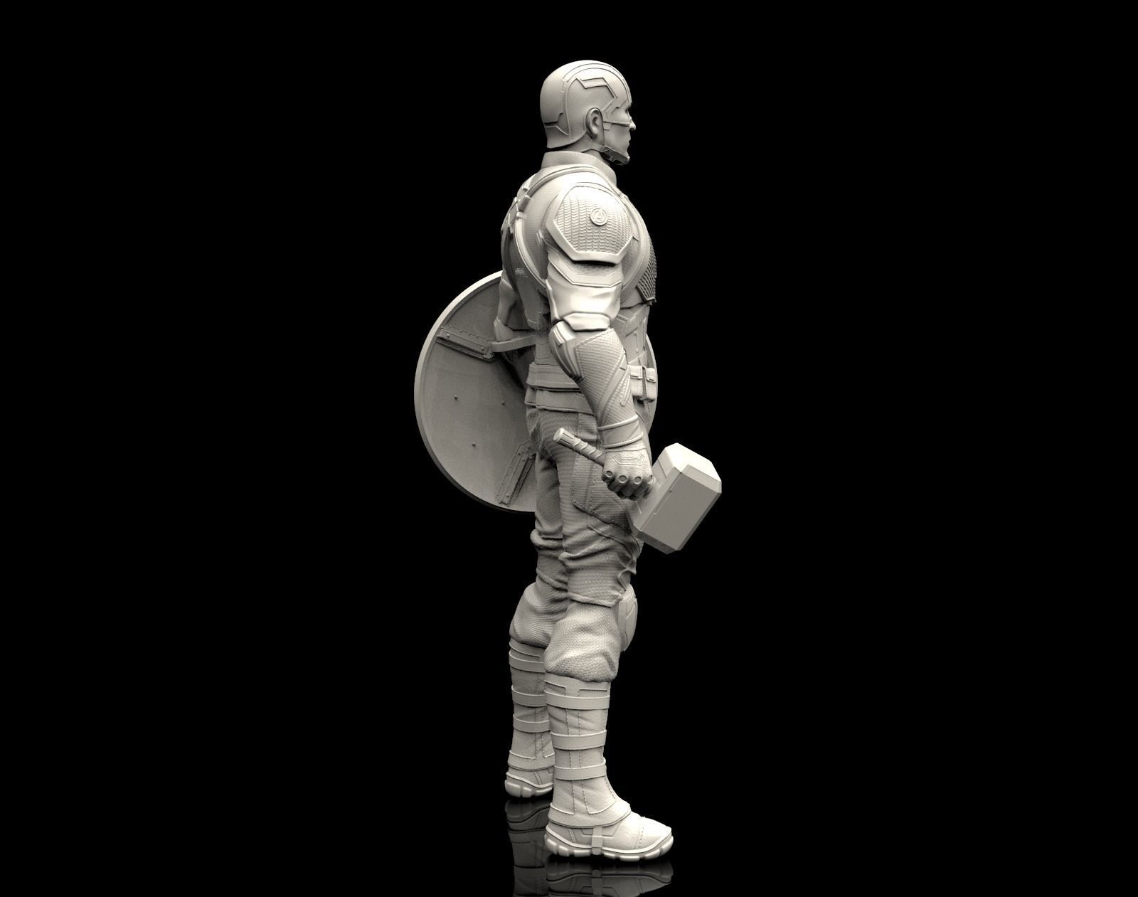 Captain America Statue 3D Print Ready 3D print model_14