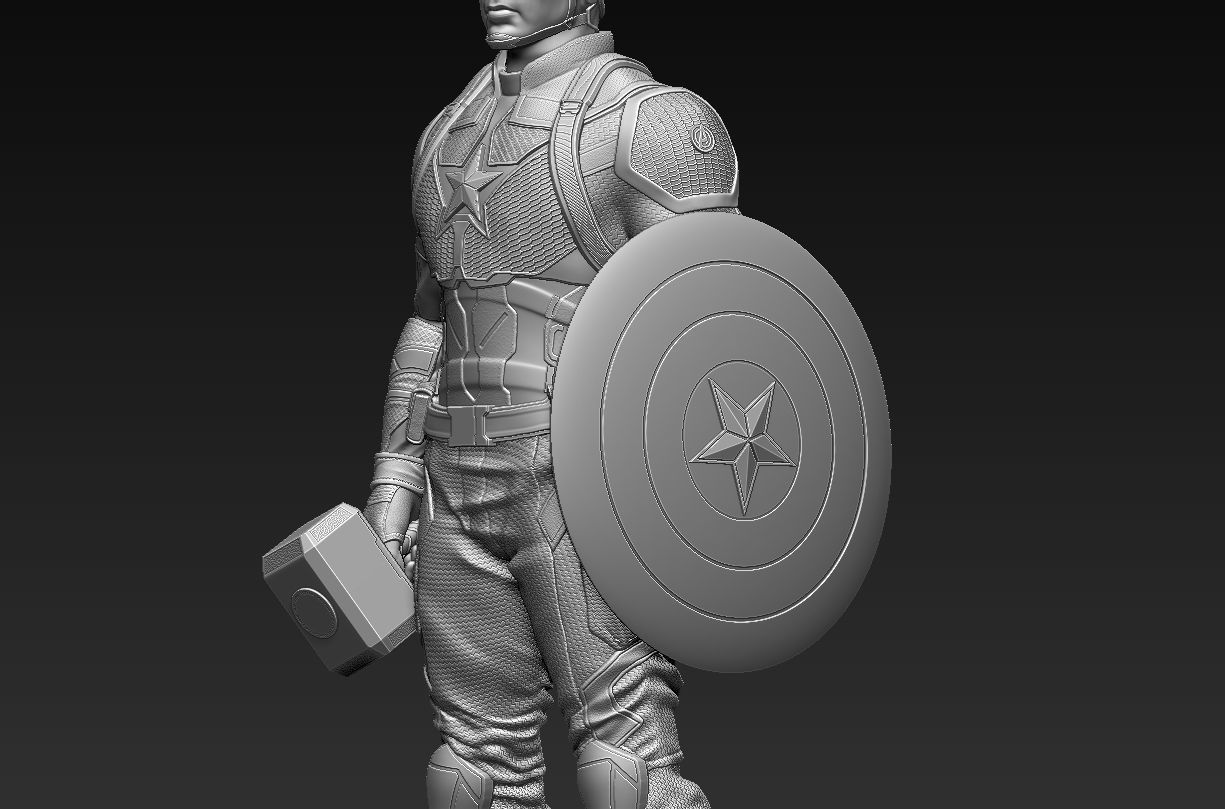 Captain America Statue 3D Print Ready 3D print model_9