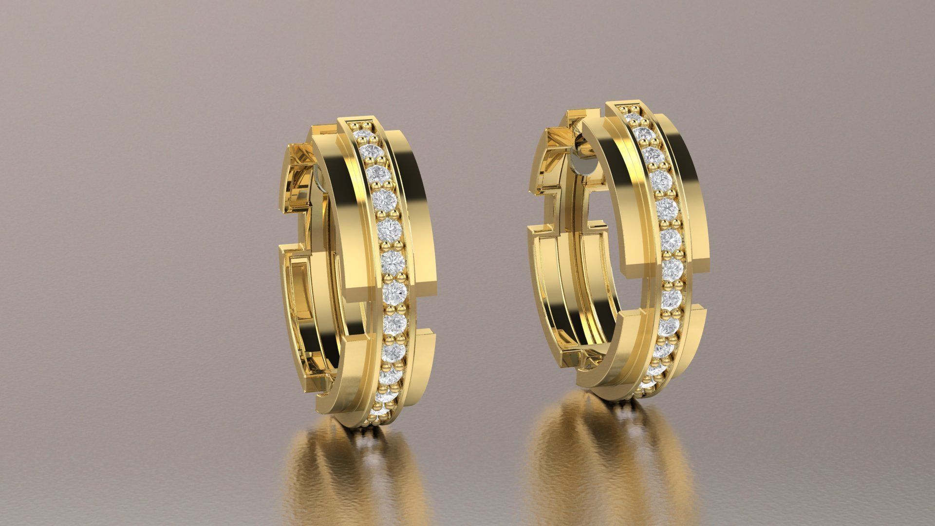 Earrings 3D print model two diamond hoop 3D print model_12