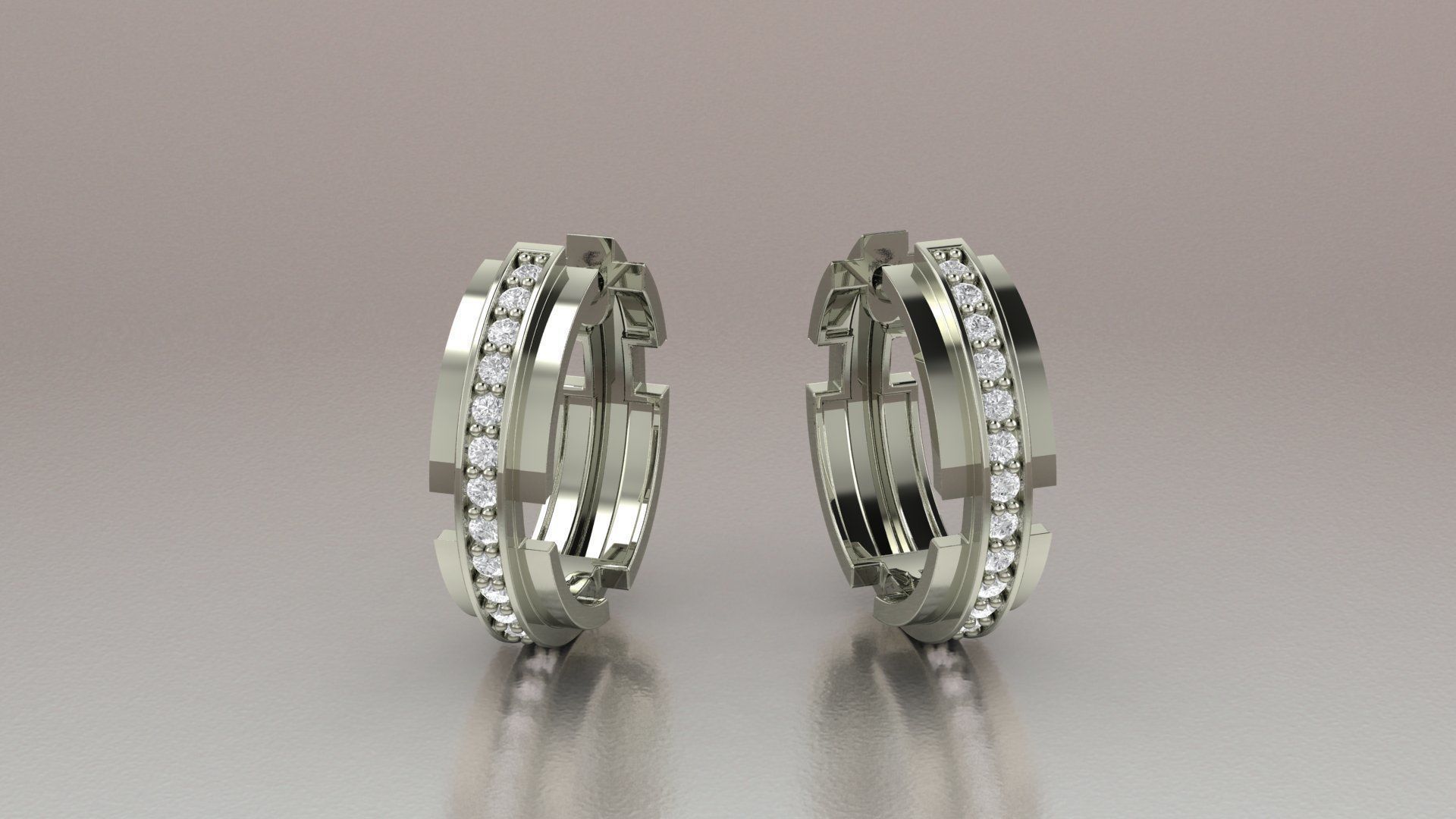 Earrings 3D print model two diamond hoop 3D print model_3