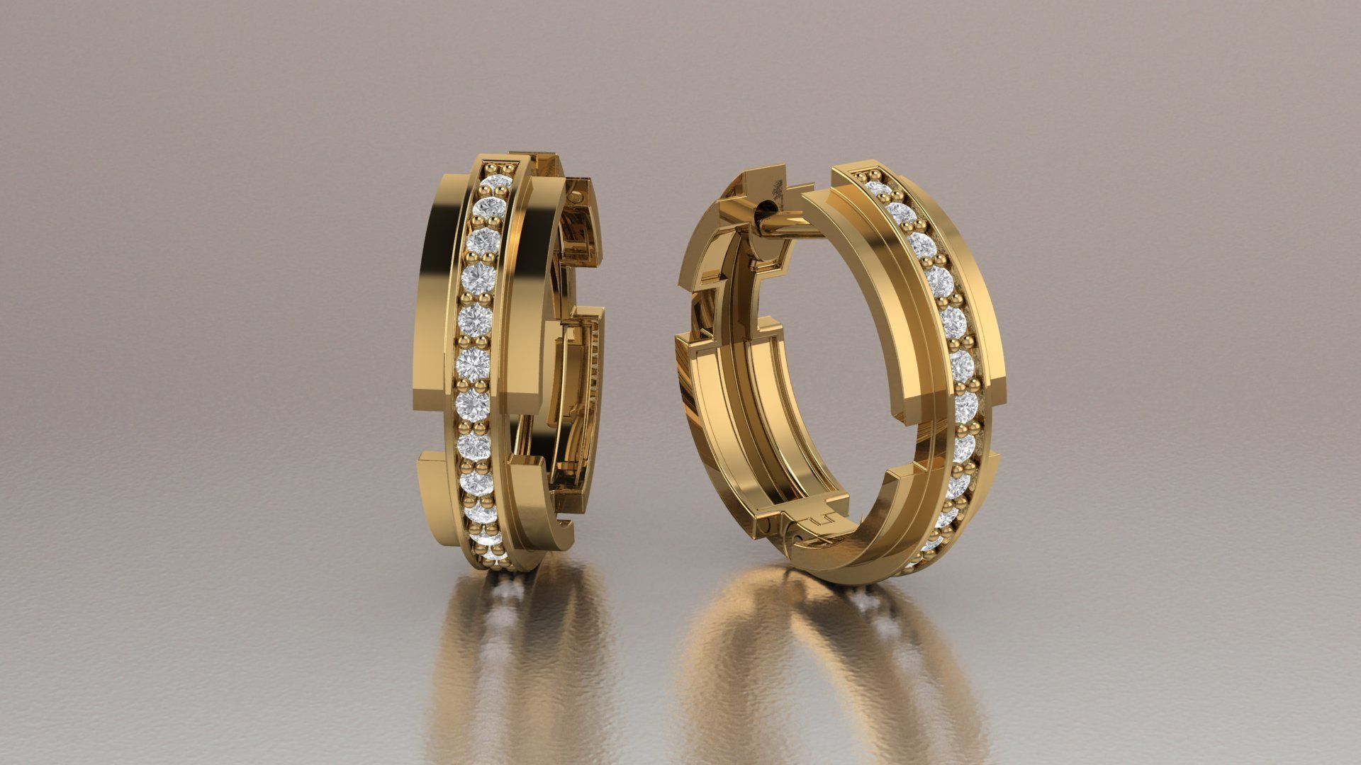 Earrings 3D print model two diamond hoop 3D print model_14