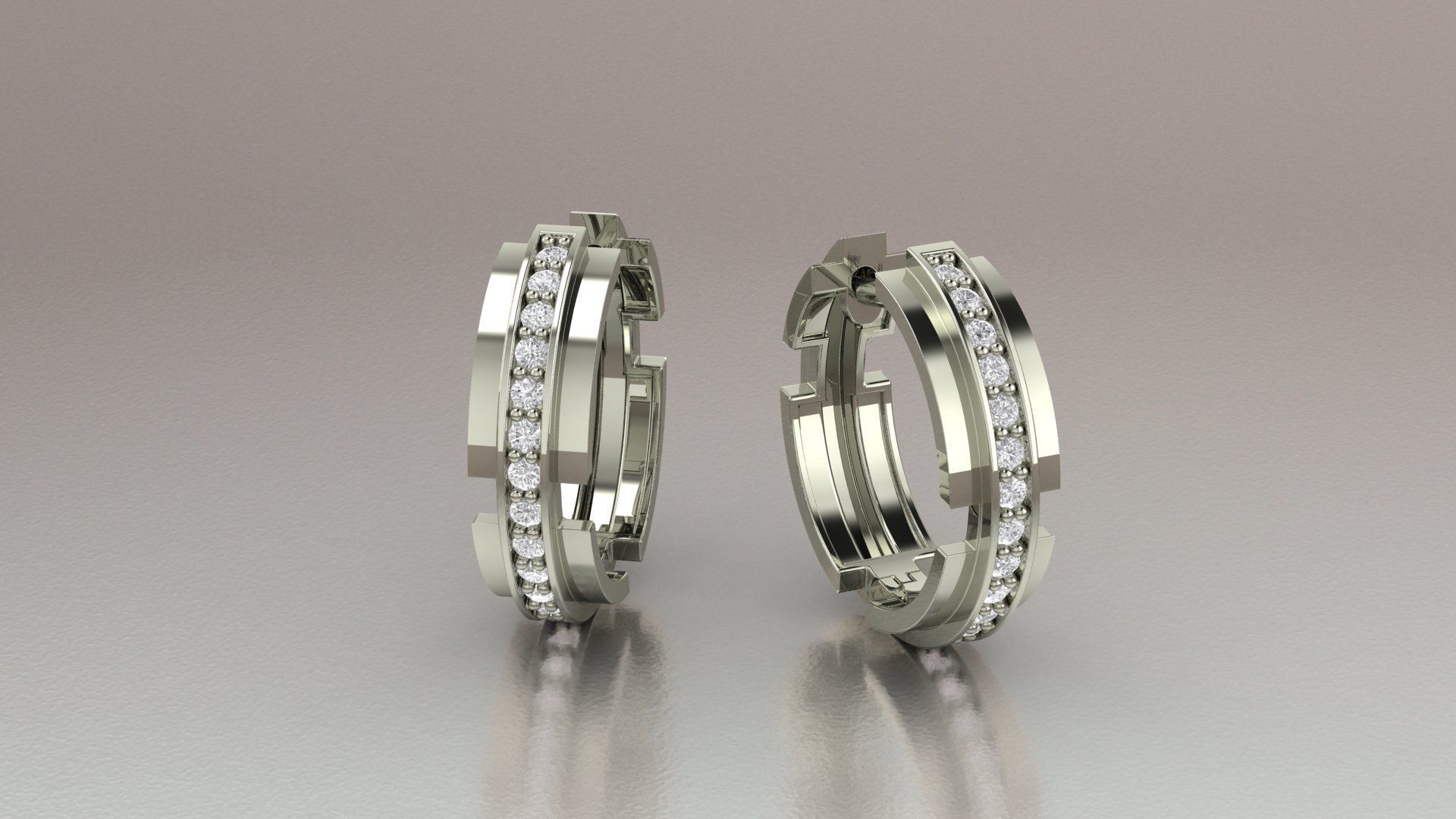 Earrings 3D print model two diamond hoop 3D print model_13