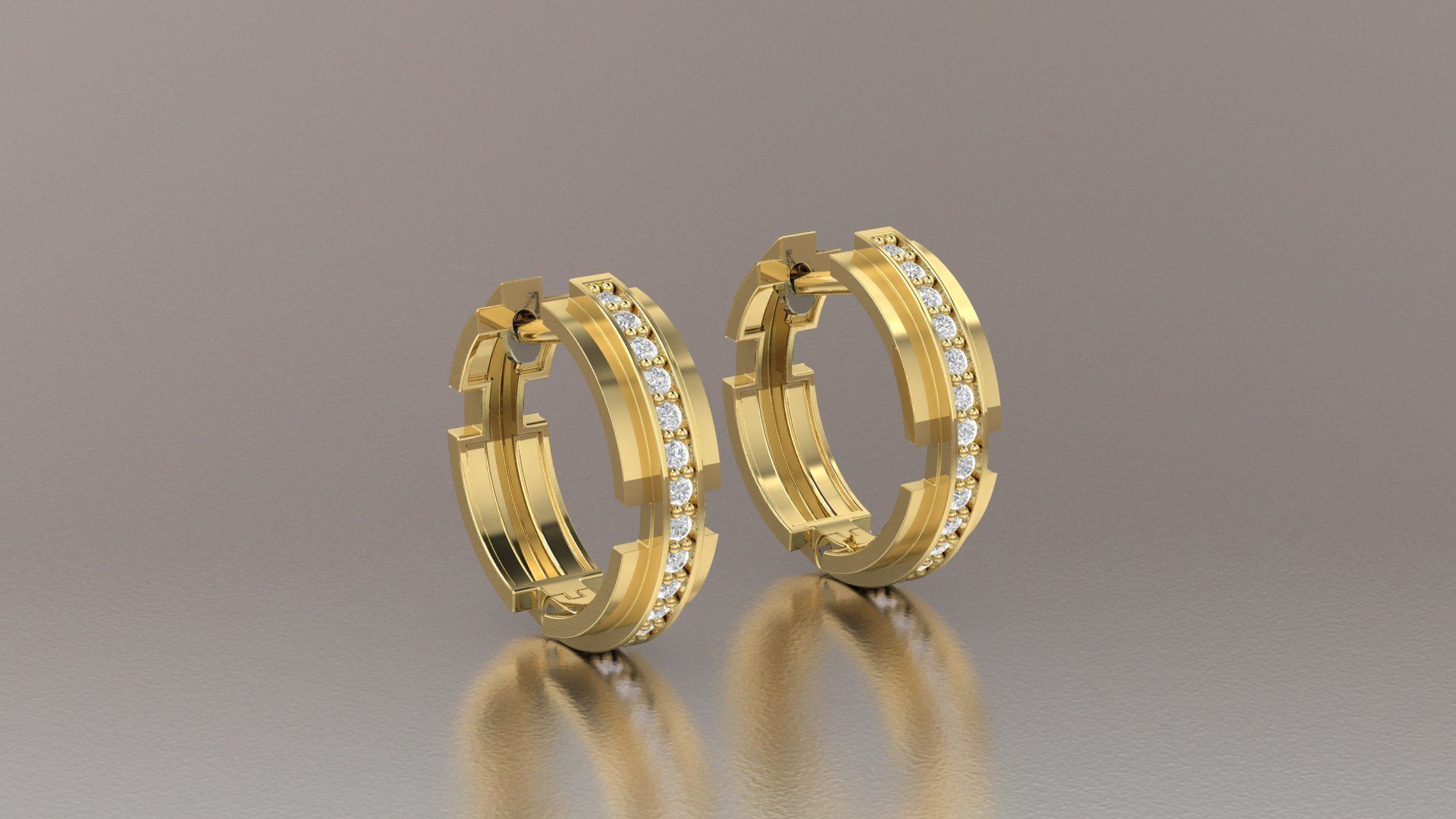Earrings 3D print model two diamond hoop 3D print model_15