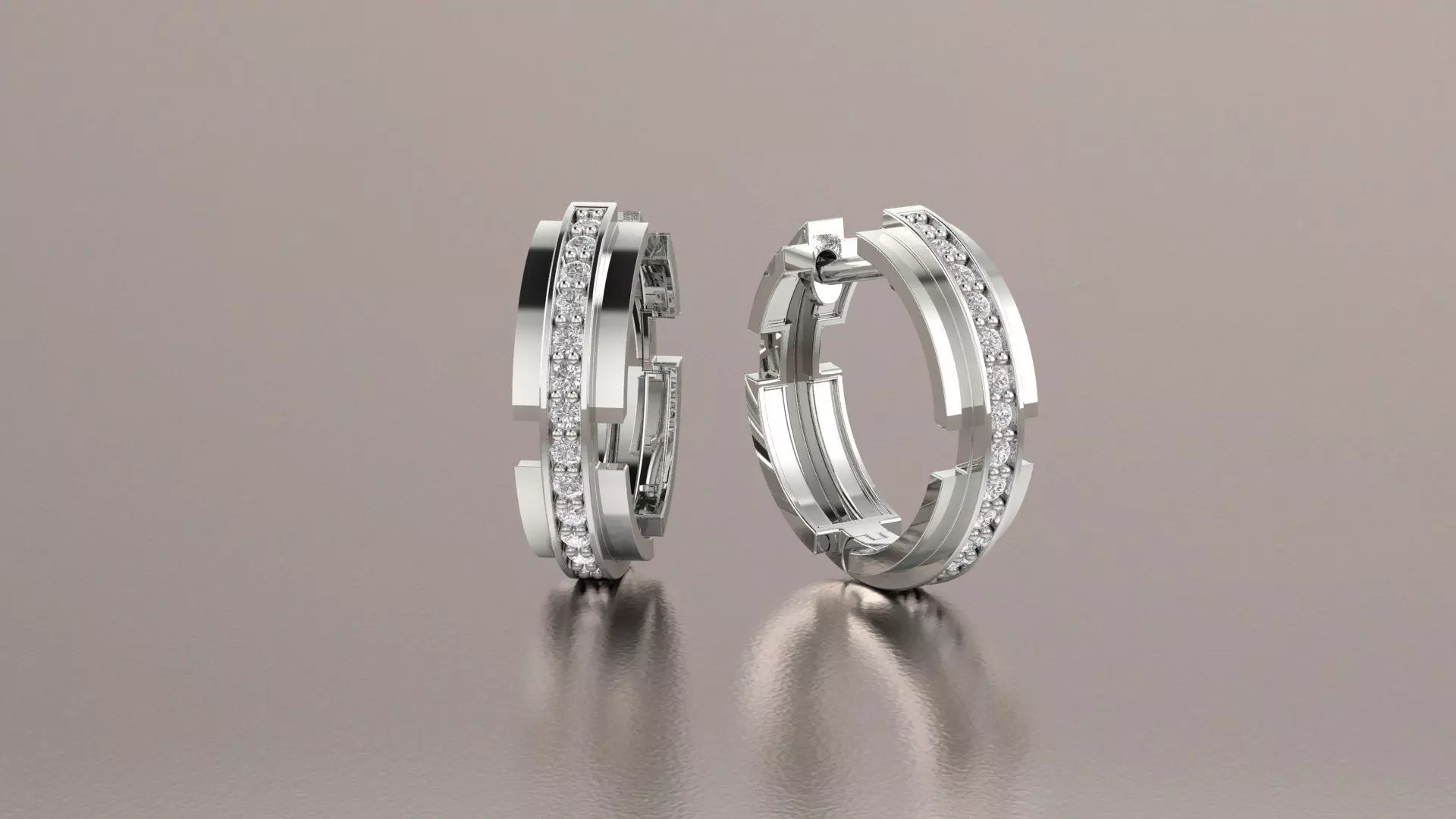 Earrings 3D print model two diamond hoop 3D print model_0
