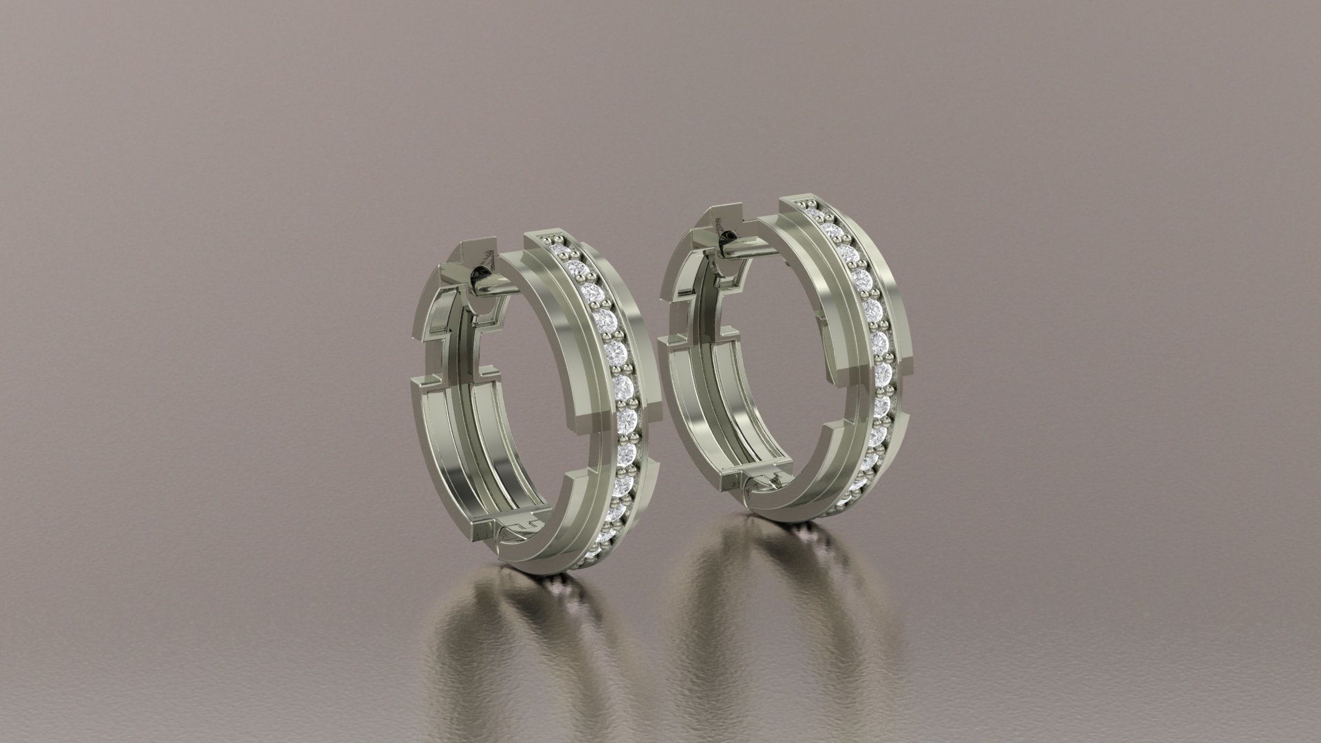 Earrings 3D print model two diamond hoop 3D print model_17