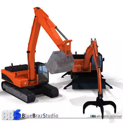 excavator collection 3 bluebras studio 3D model