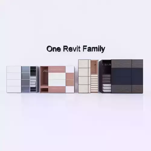 Cupboard 1 - Full parametric Revit Family  Low-poly 3D model
