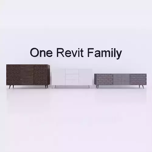 Wardrobe 1 - Full parametric Revit Family  Low-poly 3D model