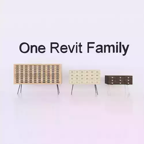 Wardrobe 3 - Full parametric Revit Family  Low-poly 3D model