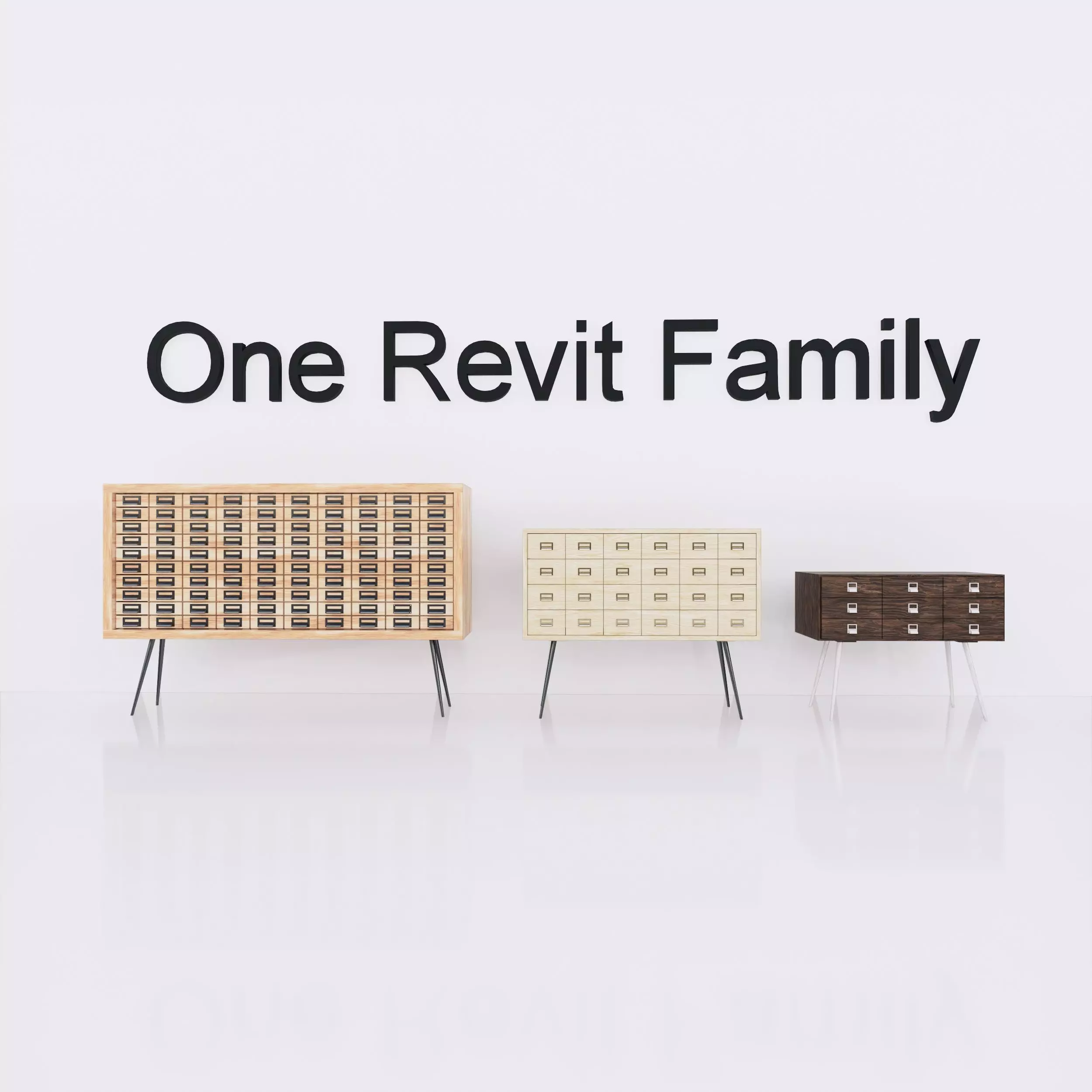 Wardrobe 3 - Full parametric Revit Family Low-poly 3D model