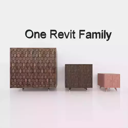 Wardrobe 5 - Full parametric Revit Family  Free low-poly 3D model