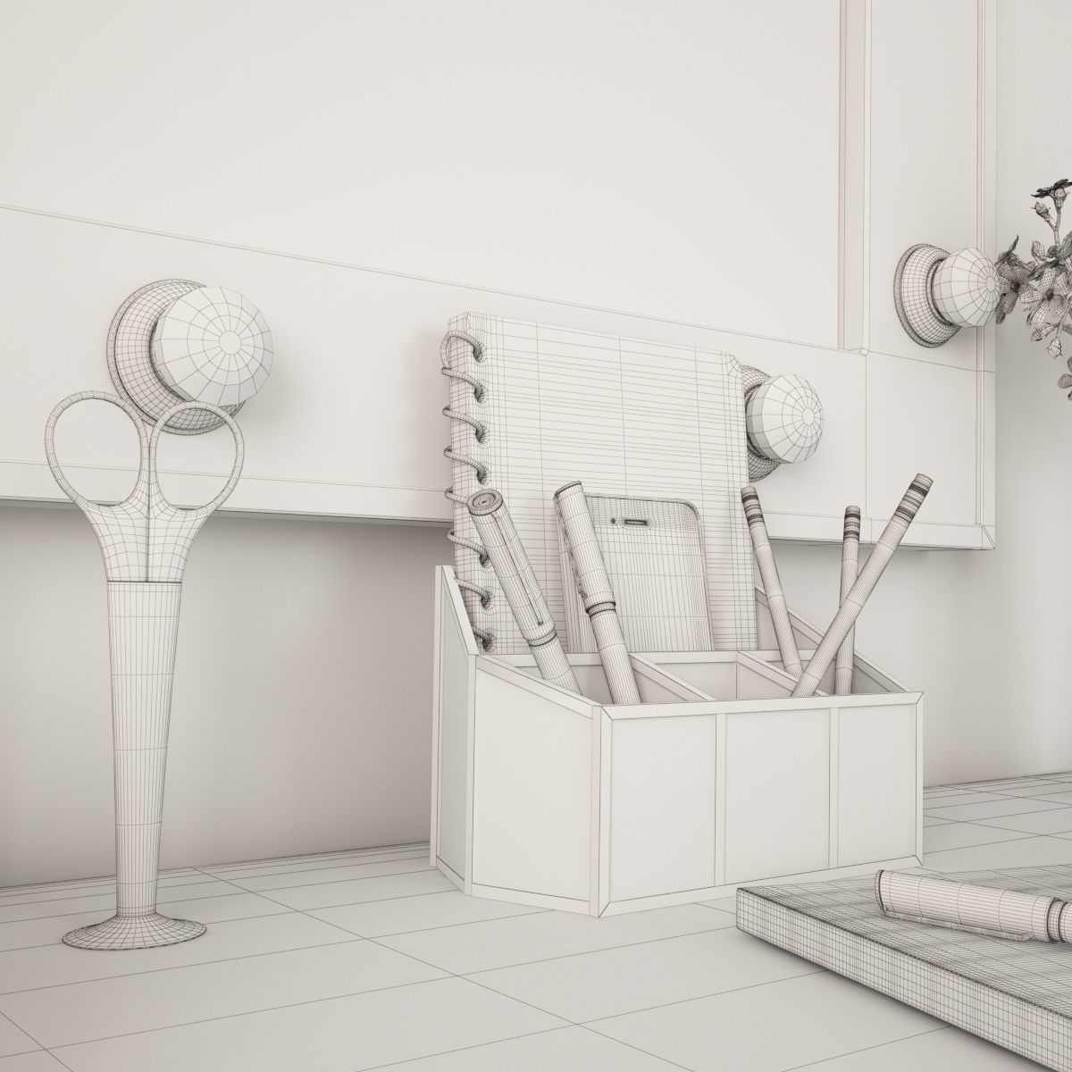 Workplace I Dressing table I Pottery Barn 3D model_6