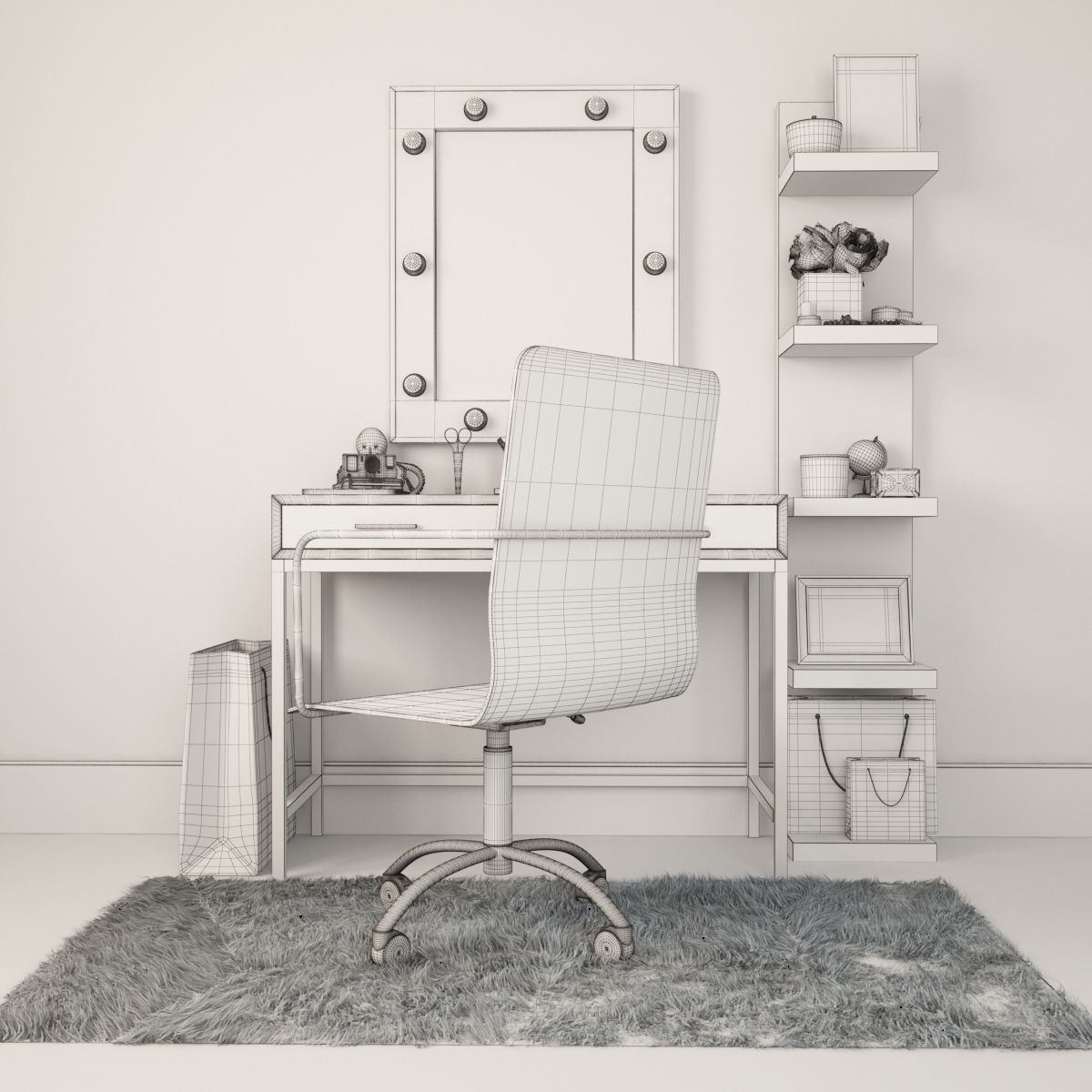 Workplace I Dressing table I Pottery Barn 3D model_9