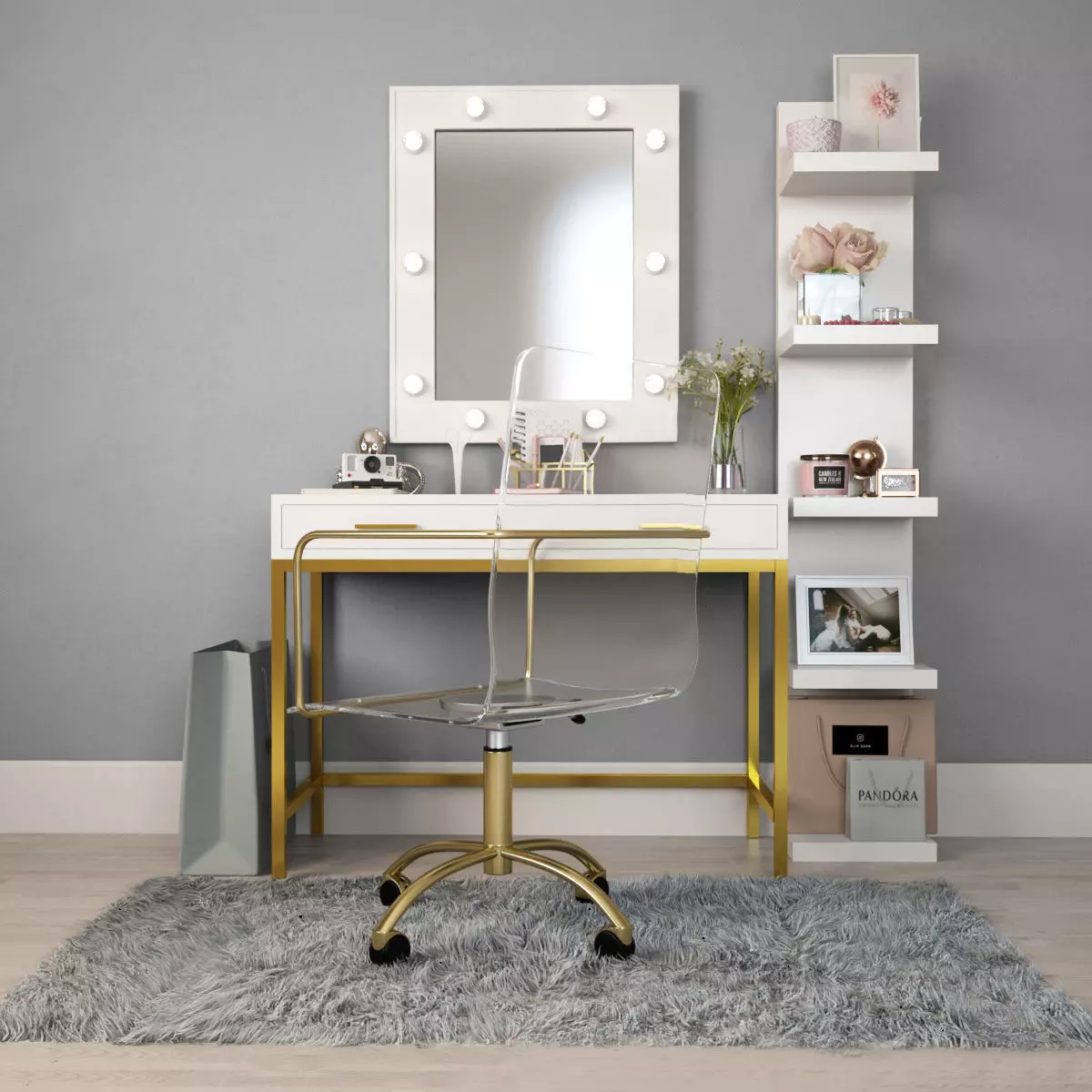 Workplace I Dressing table I Pottery Barn 3D model_0