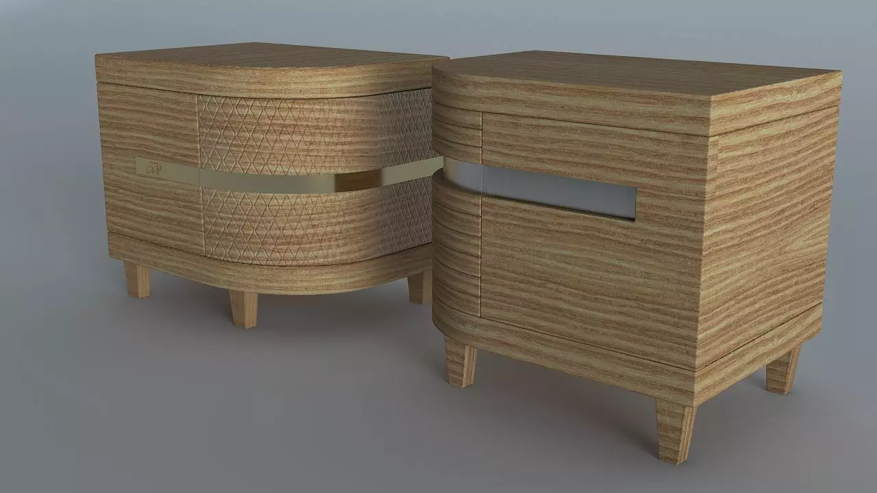 Bed site table two option Low-poly 3D model_0