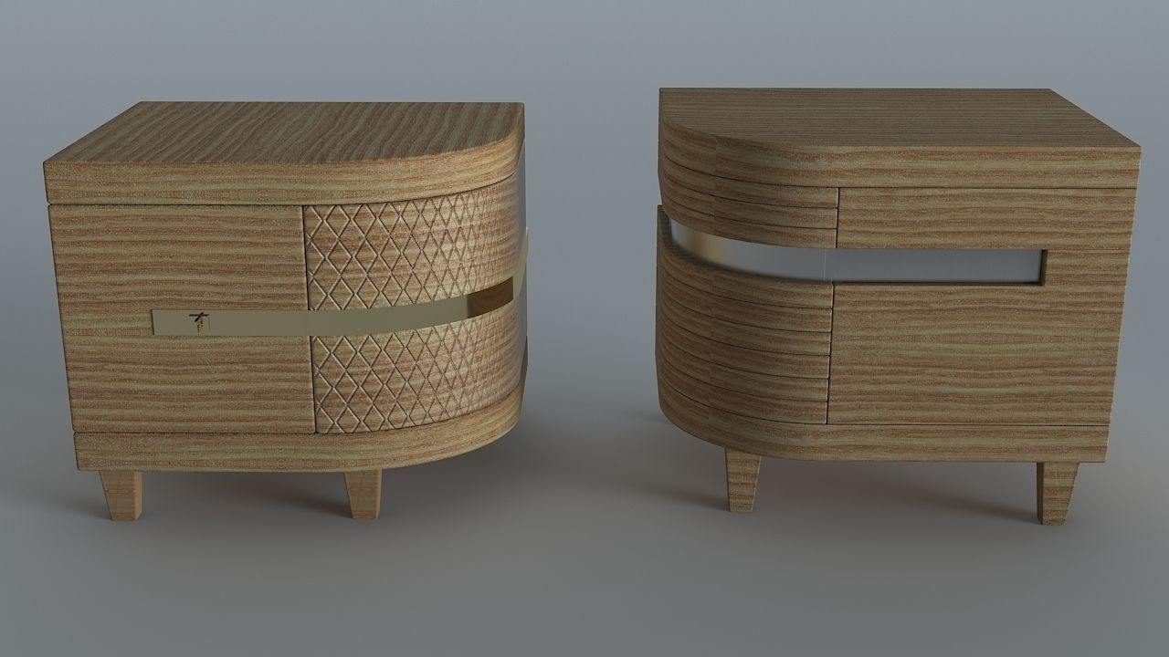 Bed site table two option Low-poly 3D model_1