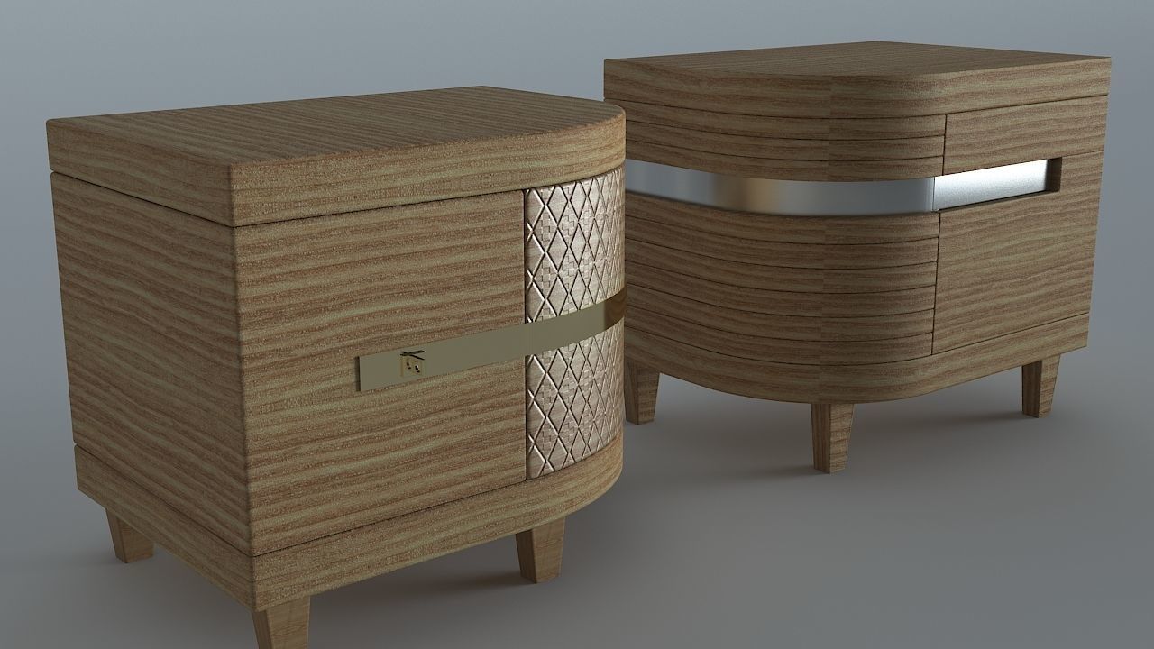 Bed site table two option Low-poly 3D model_2