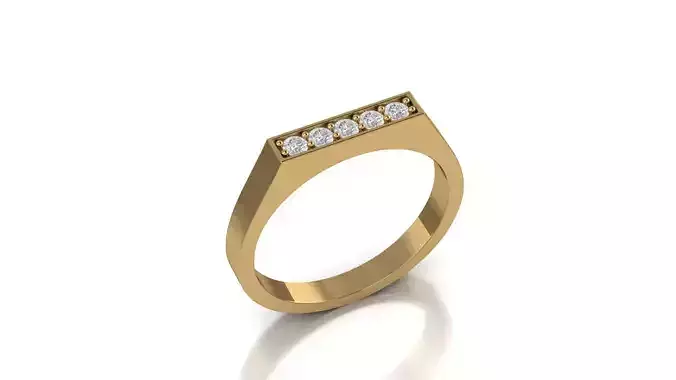 Ring 3D print model gold with diamonds