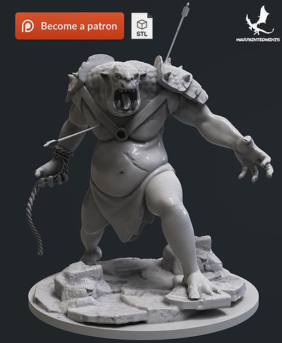 Troll 3D Print Model STL statue of man with bow and arrow 3D print model