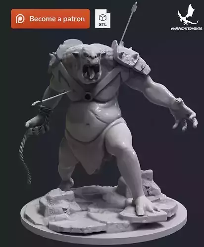 Troll 3D Print Model STL statue of man with bow and arrow 3D print model